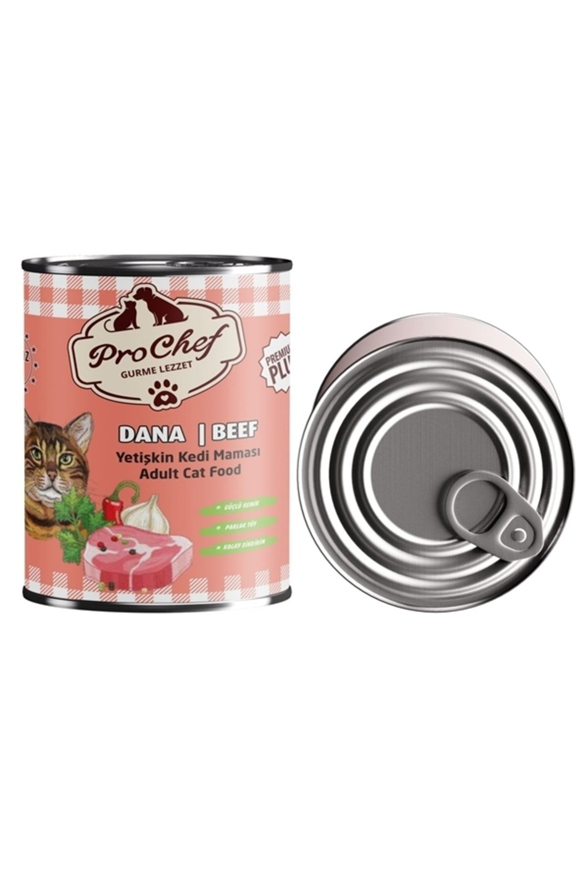 12 Adet Premium Plus Yetişkin Kedi Maması | 415 Gr Dana Etli Konserve Yaş Mama